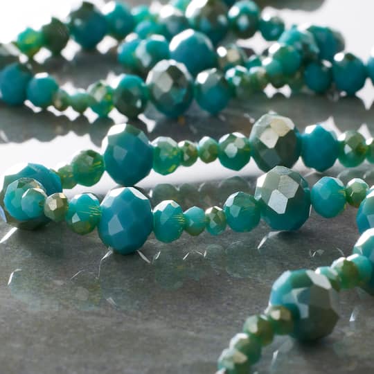 12 Pack: Aqua Faceted Glass Round Beads by Bead Landing™